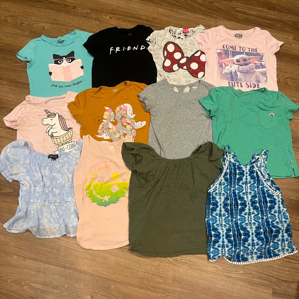 Grls 10/12 shirt lot- 22 short sleeve and tank tops